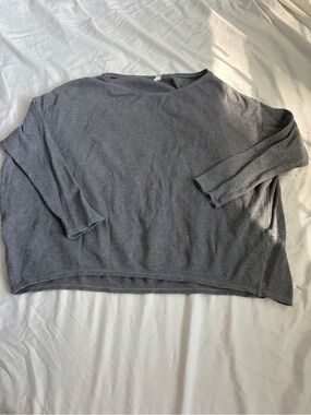Lululemon Gray Waffle Knit Oversized Long Sleeve Shirt Top Size 10 100% Cotton